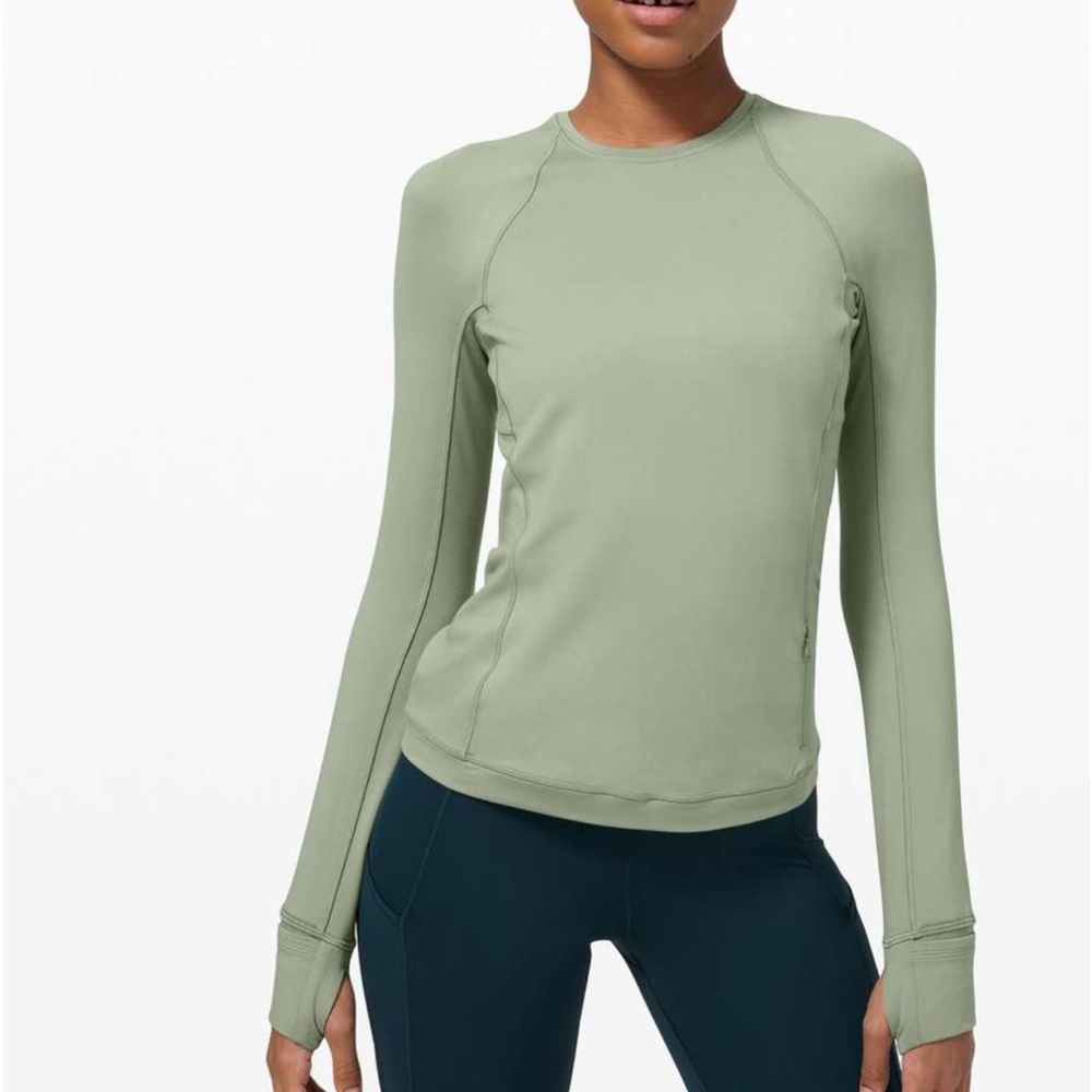 Lululemon Runderful Long Sleeve Rulu *Brushed willow green 10